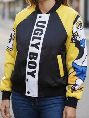 For Her NYC Ugly Boy Dolman Sleeve Bomber Jacket Size M